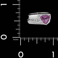 18K White Gold Estate Pink Sapphire and Diamond Ring