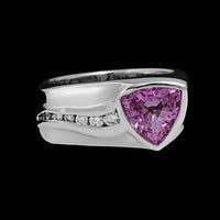 18K White Gold Estate Pink Sapphire and Diamond Ring