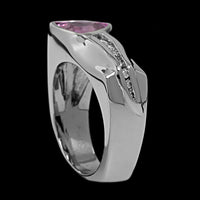 18K White Gold Estate Pink Sapphire and Diamond Ring