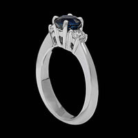 14K White Gold Estate Sapphire and Diamond Three Stone Ring