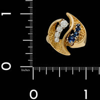 18K Yellow Gold Estate Sapphire and Diamond Ring