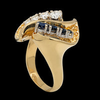 18K Yellow Gold Estate Sapphire and Diamond Ring