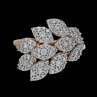 14K Rose and White Gold Estate Diamond Leaf Ring
