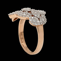 14K Rose and White Gold Estate Diamond Leaf Ring