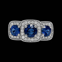 14K White Gold Estate Sapphire and Diamond Ring