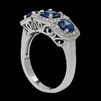 14K White Gold Estate Sapphire and Diamond Ring
