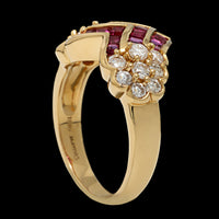 18K Yellow Gold Estate Ruby and Diamond Ring