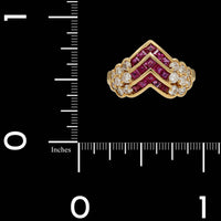 18K Yellow Gold Estate Ruby and Diamond Ring