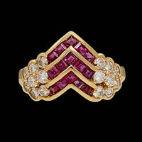 18K Yellow Gold Estate Ruby and Diamond Ring