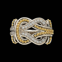 Lagos Sterling Silver and 18K Yellow Gold Estate Newport Knot Diamond Ring