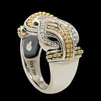 Lagos Sterling Silver and 18K Yellow Gold Estate Newport Knot Diamond Ring