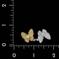 Van Cleef & Arpels 18K White and Yellow Gold Estate Two Butterfly Between The Finger Ring