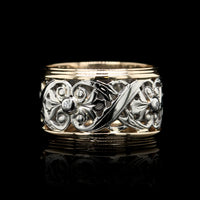 14K Two-tone Gold Estate Floral Band