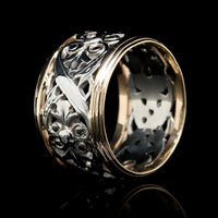 14K Two-tone Gold Estate Floral Band