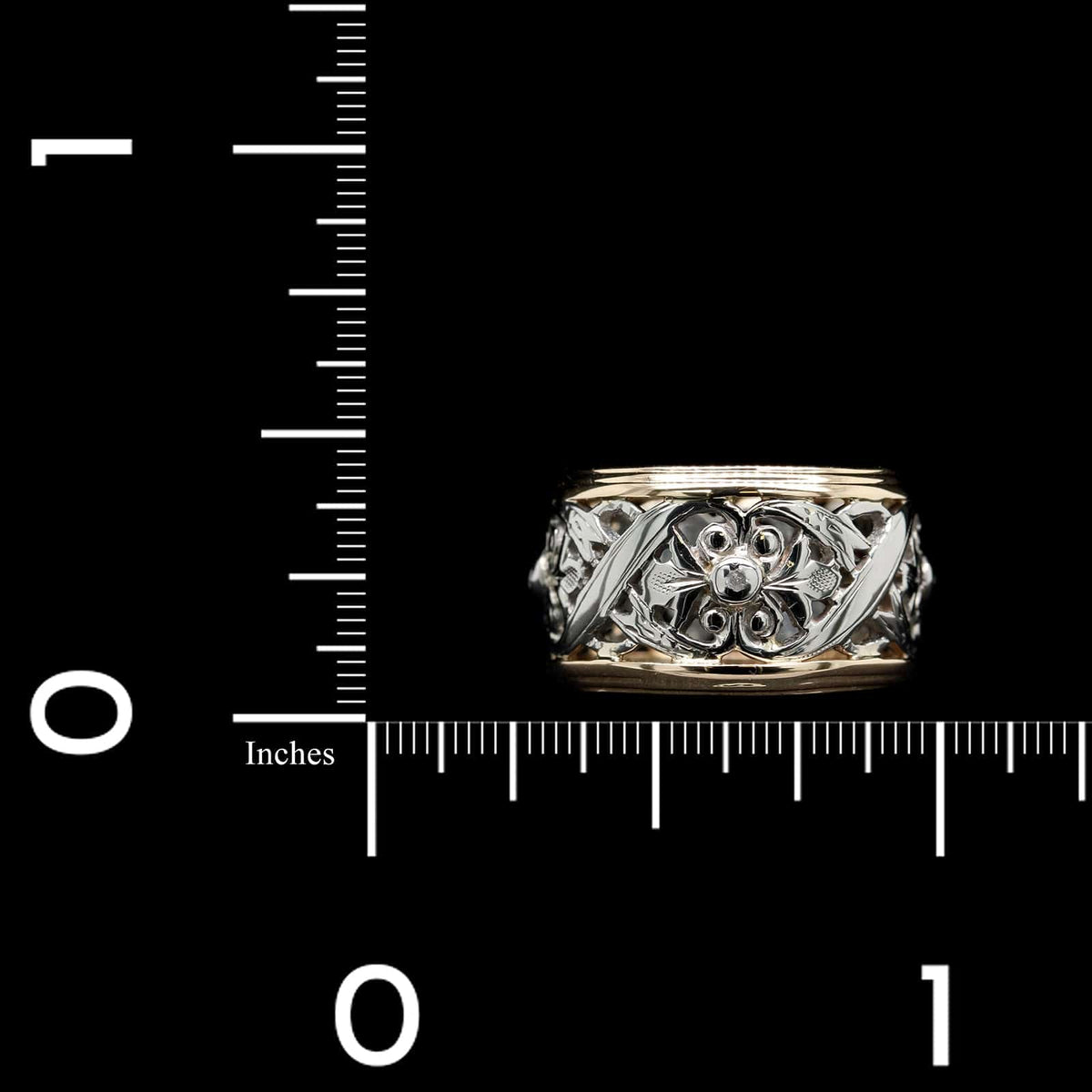 14K Two-tone Gold Estate Floral Band