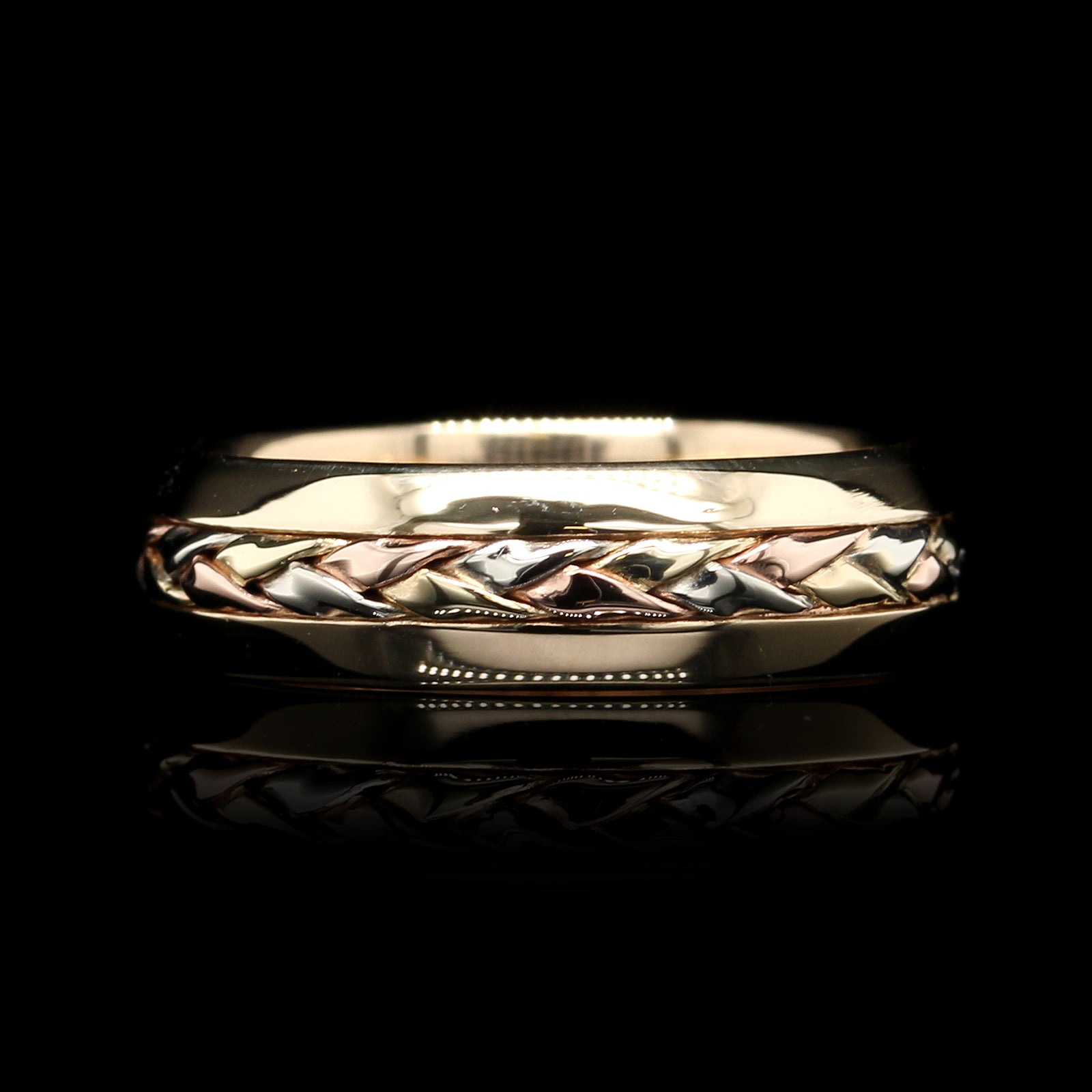 14K Tricolor Gold Estate Braided Band