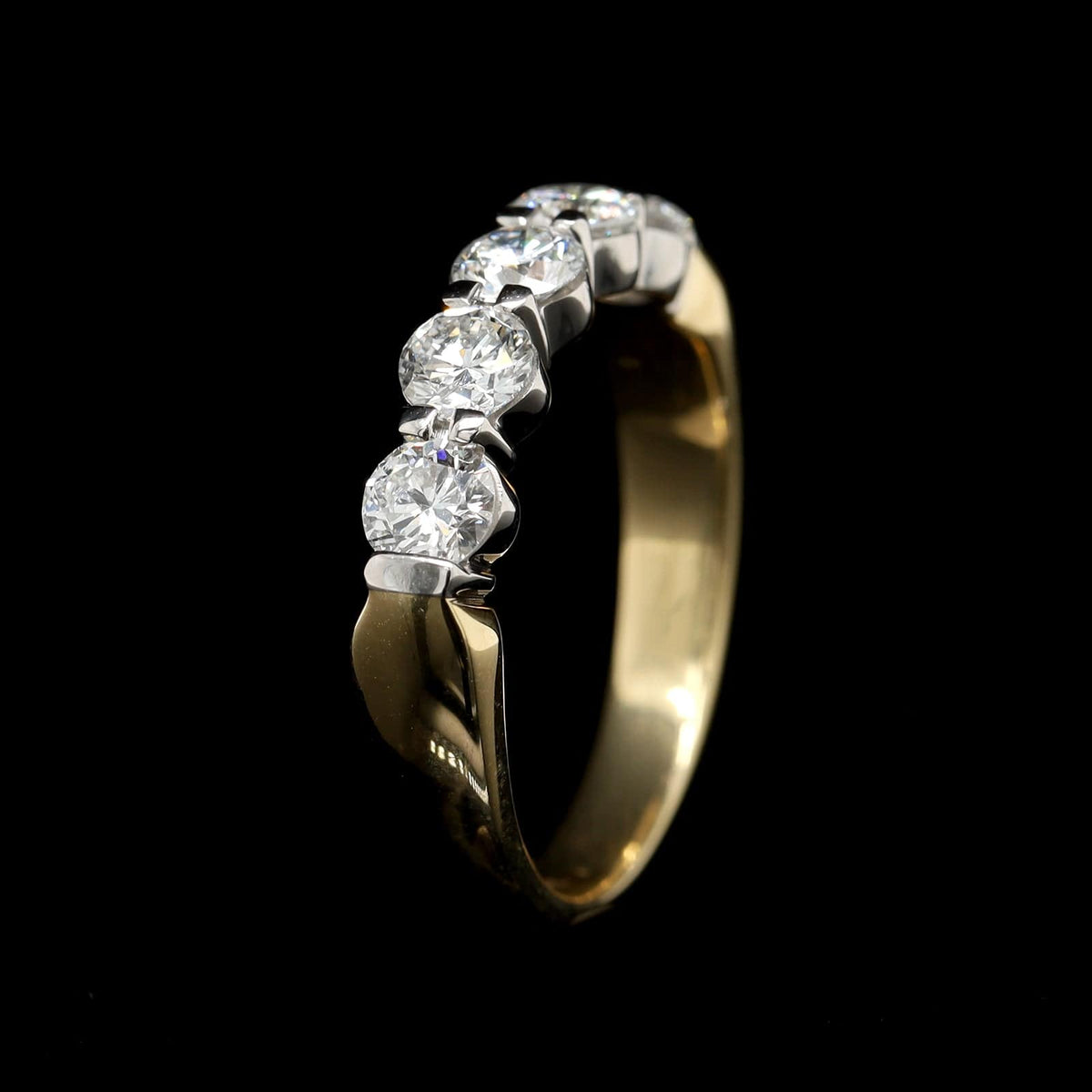 18K Yellow Gold and Platinum Estate Diamond Band