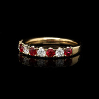 18K Yellow Gold Estate Ruby and Diamond Band