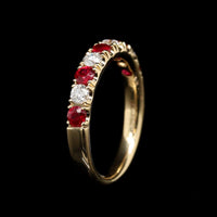 18K Yellow Gold Estate Ruby and Diamond Band