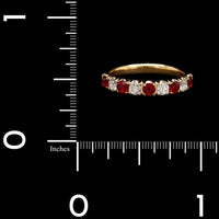 18K Yellow Gold Estate Ruby and Diamond Band