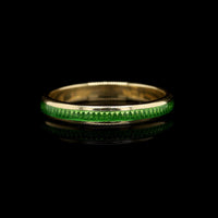 18K Yellow Gold Estate Green Enamel Stackable Band
