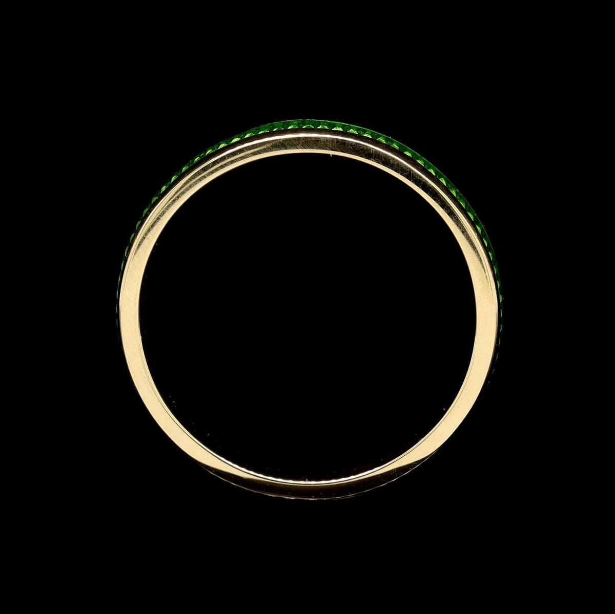 18K Yellow Gold Estate Green Enamel Stackable Band