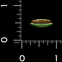 18K Yellow Gold Estate Green Enamel Stackable Band