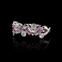 14K White Gold Estate Pink Sapphire and Diamond Band