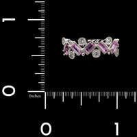 14K White Gold Estate Pink Sapphire and Diamond Band