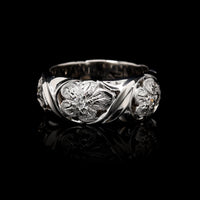 Jabel 18K White Gold Estate Floral Diamond Band