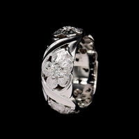 Jabel 18K White Gold Estate Floral Diamond Band