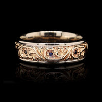 14K Rose and White Gold Estate Sapphire Band