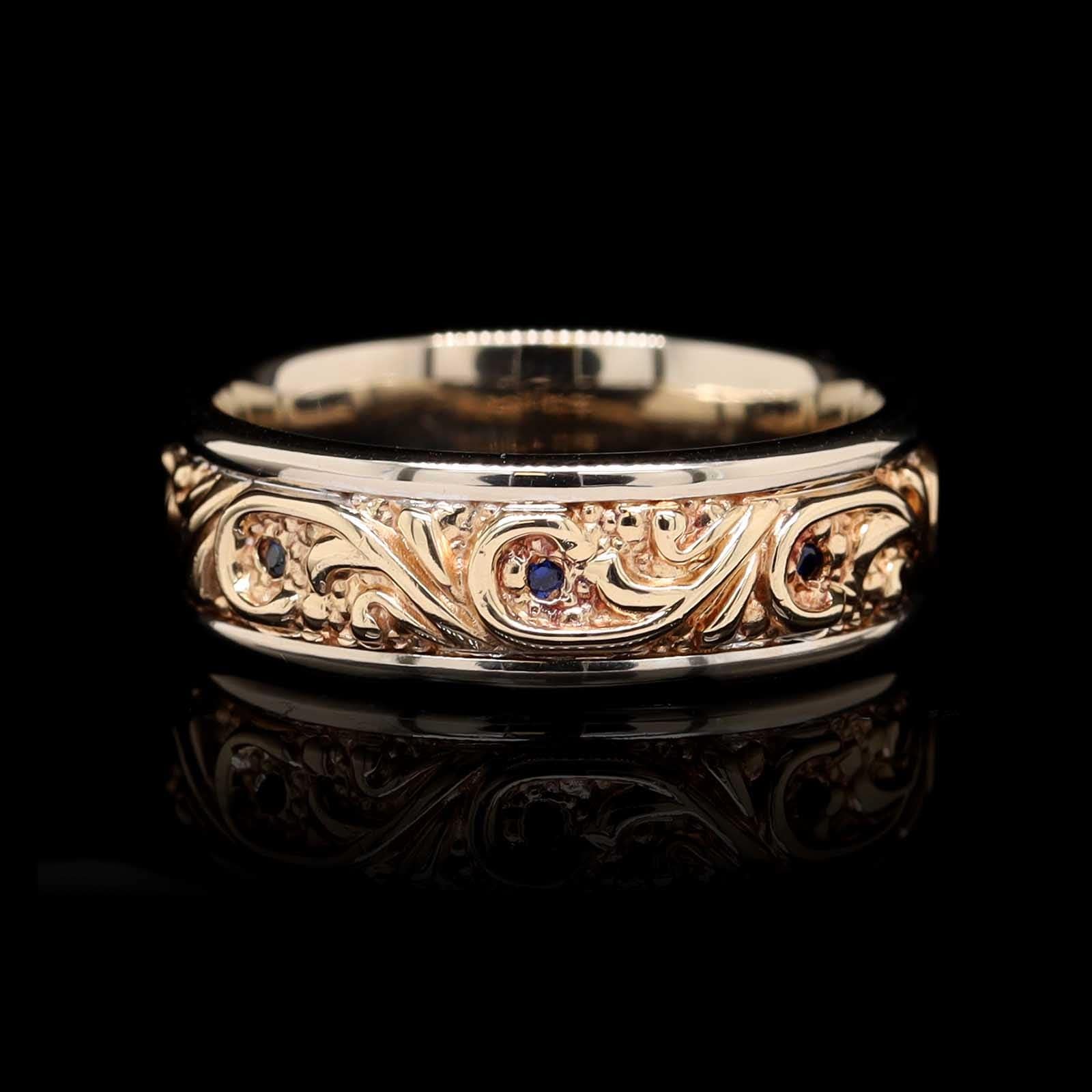 14K Rose and White Gold Estate Sapphire Band