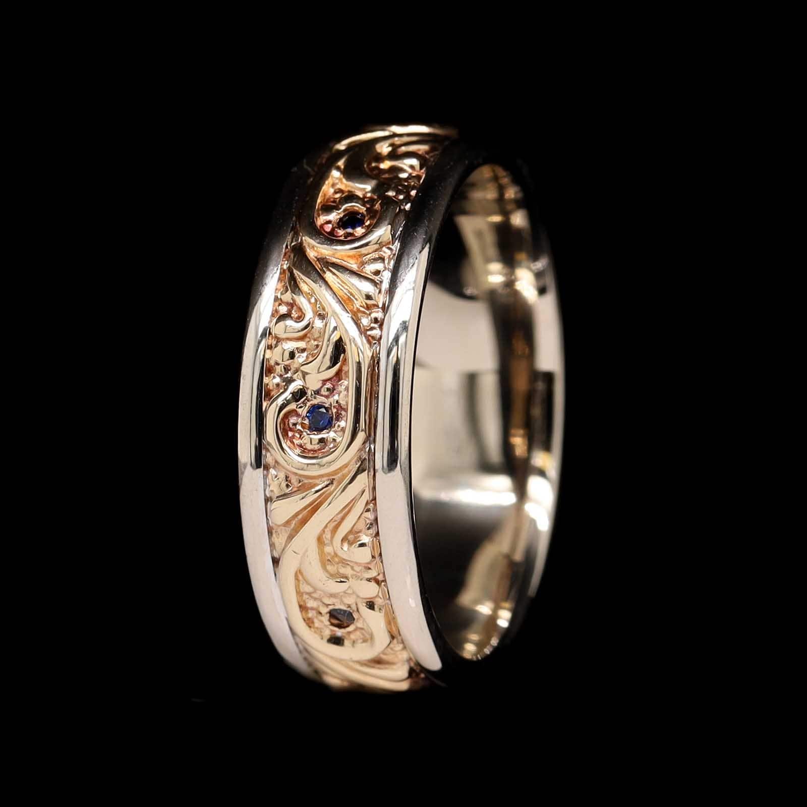 14K Rose and White Gold Estate Sapphire Band