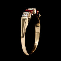 14K Yellow Gold Estate Ruby and Diamond Band