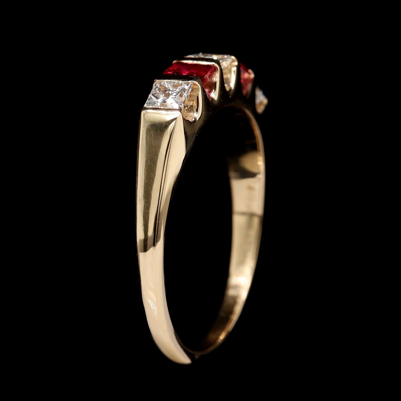 14K Yellow Gold Estate Ruby and Diamond Band