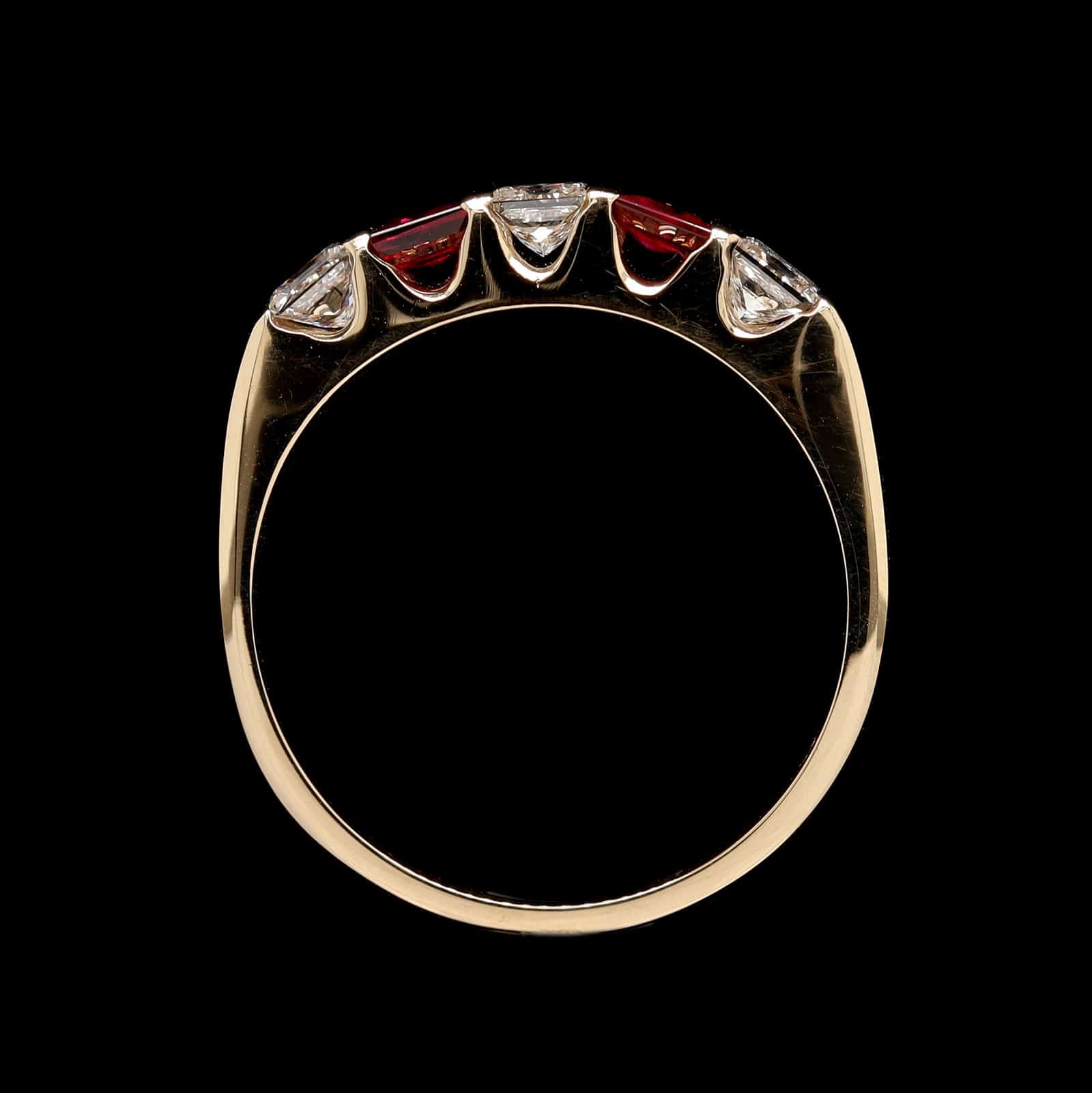 14K Yellow Gold Estate Ruby and Diamond Band