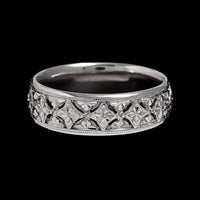 Platinum Estate Flower Diamond Cut Band