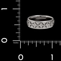 Platinum Estate Flower Diamond Cut Band