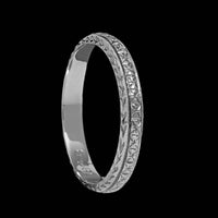 Vintage 18K White Gold Estate Engraved Wedding Band