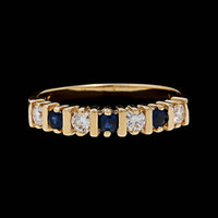 14K Yellow Gold Estate Sapphire and Diamond Band
