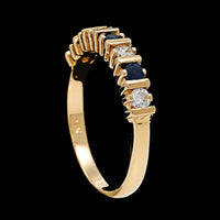 14K Yellow Gold Estate Sapphire and Diamond Band