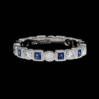 18K White Gold Estate Sapphire and Diamond Ring