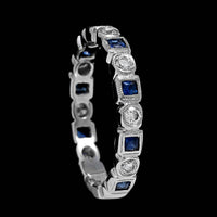 18K White Gold Estate Sapphire and Diamond Ring