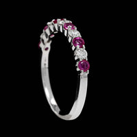 14K White Gold Estate Ruby and Diamond Band