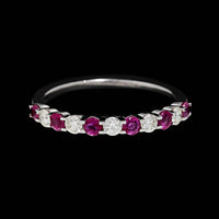 14K White Gold Estate Ruby and Diamond Band