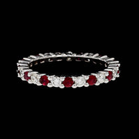 14K White Gold Estate Ruby and Diamond Eternity Band