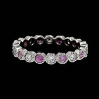 14K White Gold Estate Pink Sapphire and Diamond Eternity Band