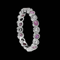14K White Gold Estate Pink Sapphire and Diamond Eternity Band