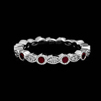 14K White Gold Estate Ruby and Diamond Band